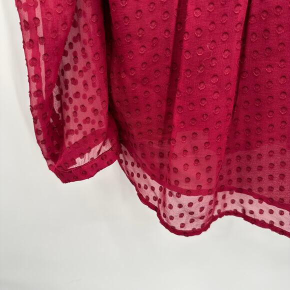 Anthropologie Meadow Rue Maroon Swiss Dot Blouse // S - Picture 8 of 10